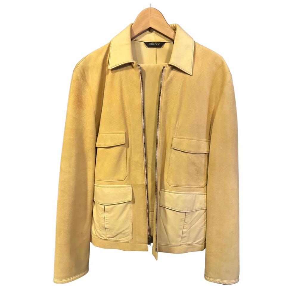 DKNY super soft suede/leather jacket with matching pants. Cream color.